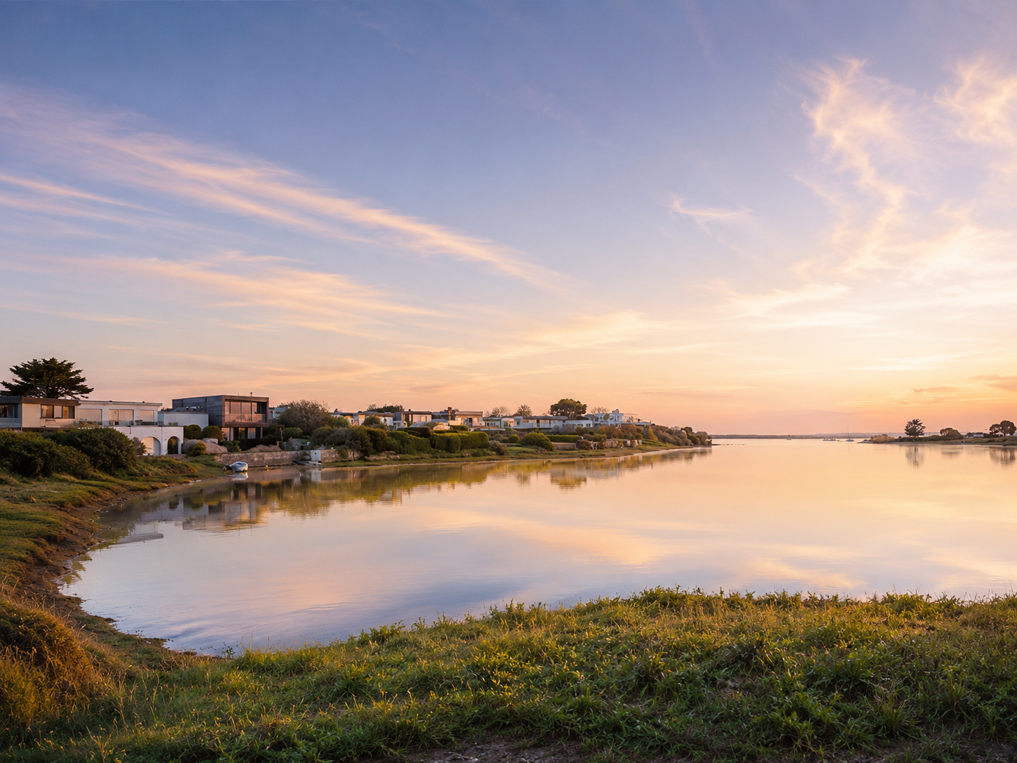 Sunset over Chichester Harbour from Wittering Sands, a beachfront holiday house on Hayling Island